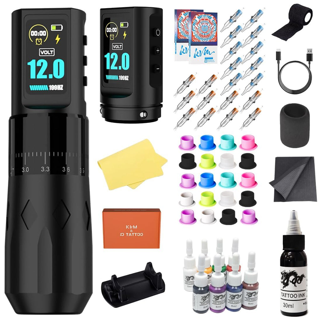 Tattoo Machine Kit, Aluminum Alloy, with Dual Batteries-Tattoo Kit - C