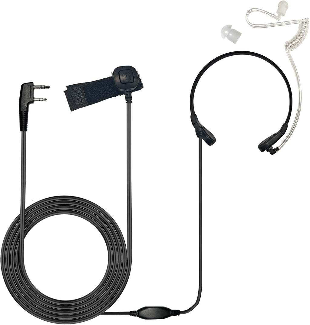 Professional Throat Mic with K1 Dual Pin Connector for Two Way Radio, Neck Mic PTT Headset for Baofeng UV-5R