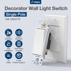 Amico 1 Pack Single Pole Light Switches with Wall Plates