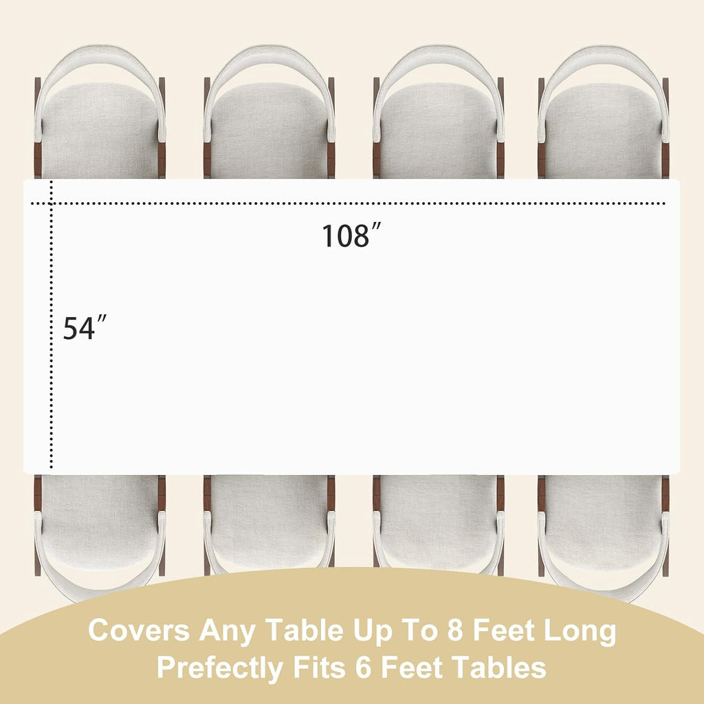 9 Pack Disposable White Rectangle Plastic Tablecloth, 54 x 108 Inch