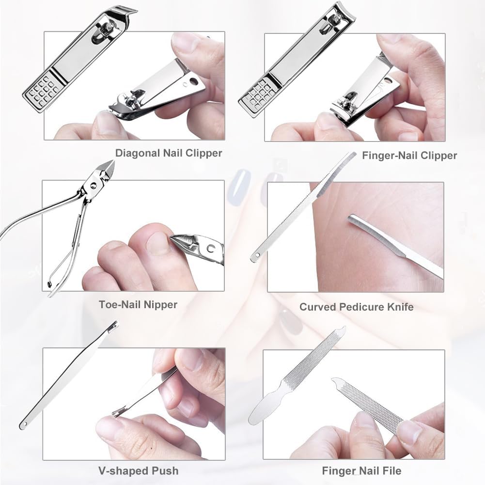 Nail Clippers Set for Men and Womens Gift Manicure Set 18 Pieces Stainless Steel Manicure Kit,Nail Care Tools with