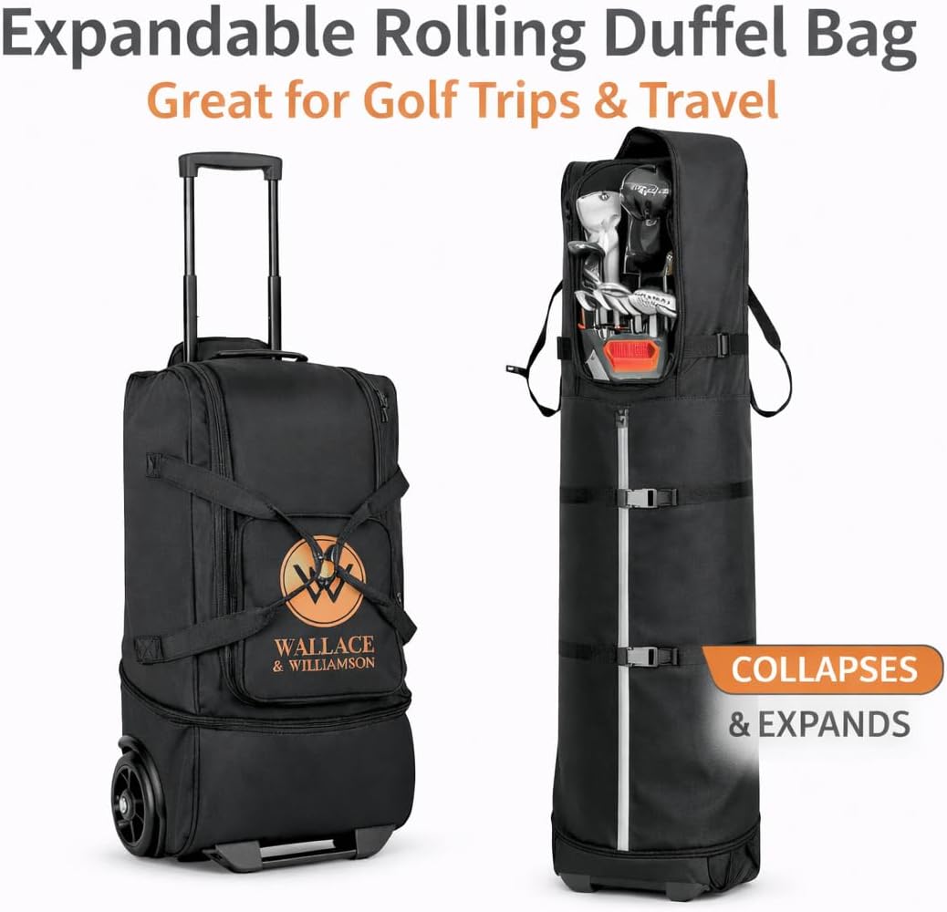 Golf Travel Bag with Wheels – Padded Airline-Approved Golf Club Travel Cover, Heavy-Duty Soft Sided Flight Bag with
