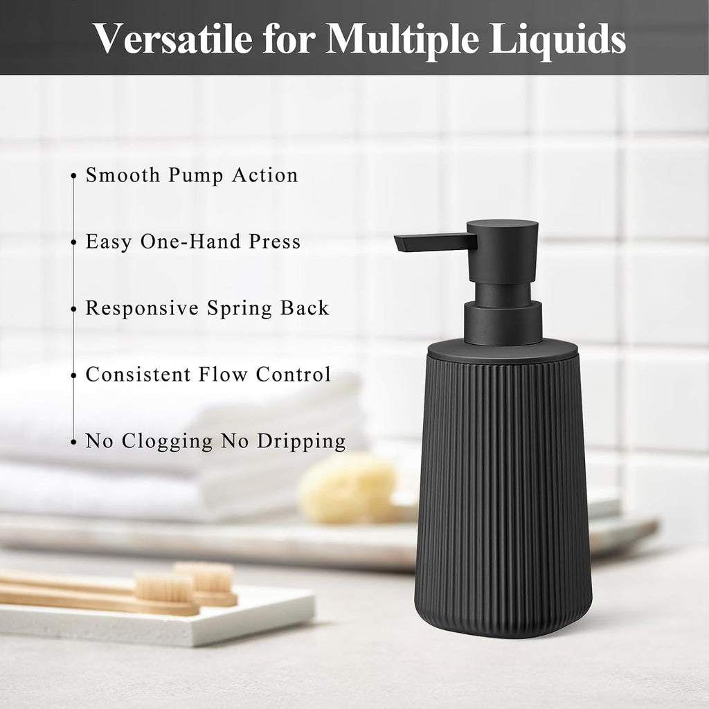 Black 2 Pack Hand Soap Dispensers Set | with No Rust Pump for Bathroom and Kitchen Countertops Refillable Matte