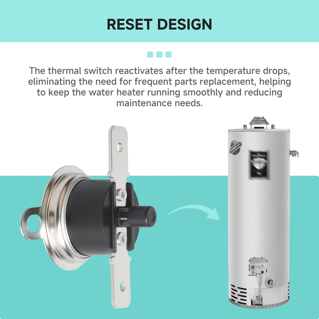 Compatible with Bradford White 239-43676-03 and 415-43676-03 Resettable KSD301-290F Water Heater Thermal Switch, Automatic Safety Cut-Off Limit Switch Replacement for Gas or Electric Water Heater