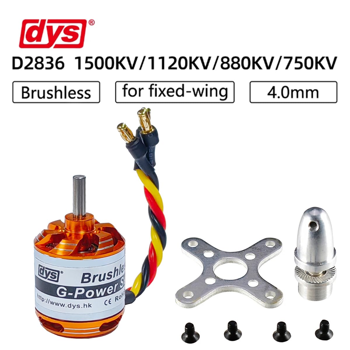 DYS D2836 1500KV/1120KV/880KV/750KV Brushless Outrunner Motor 2-4S for Multicopter RC Aircraft Fixed-Wing UAV (D2836 1120KV)