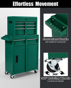 4-Drawer Rolling Tool Chest, 2-in-1 Storage Toolbox, Army Green