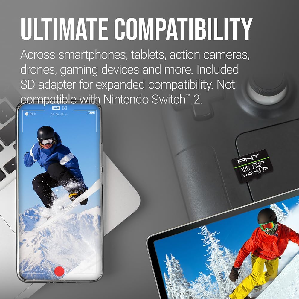 128GB PRO Elite Prime C10 U3 V30 A2 microSDXC Flash Memory Card 2-Pack