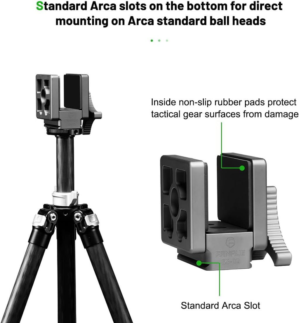 Rifle Saddle Mount, Mlok Arca Swiss Quick Release Rail Clamp with 1/4" & 3/8" Screws for Hunting Shooting
