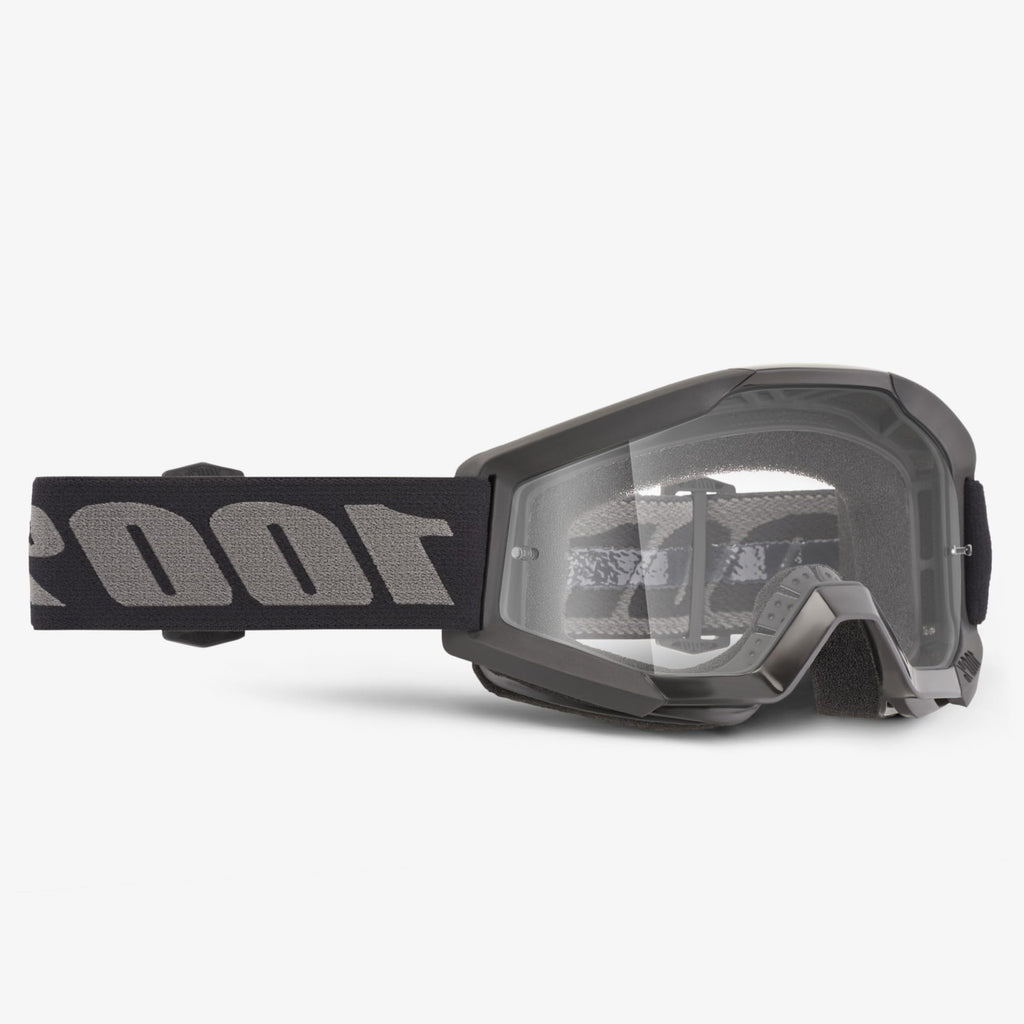 Strata Mini Kids Motocross Goggles - Black/Clear Lens