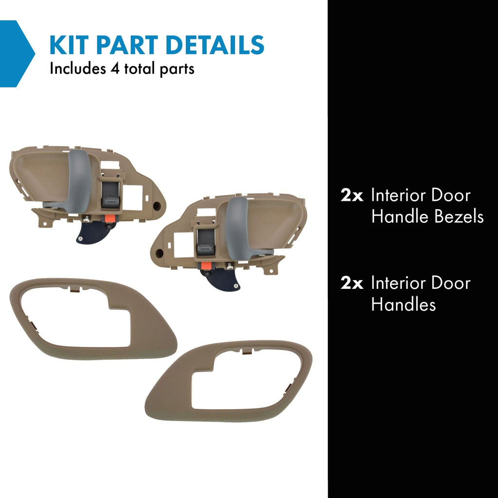 TRQ Interior Door Handle & Bezel Kit Tan