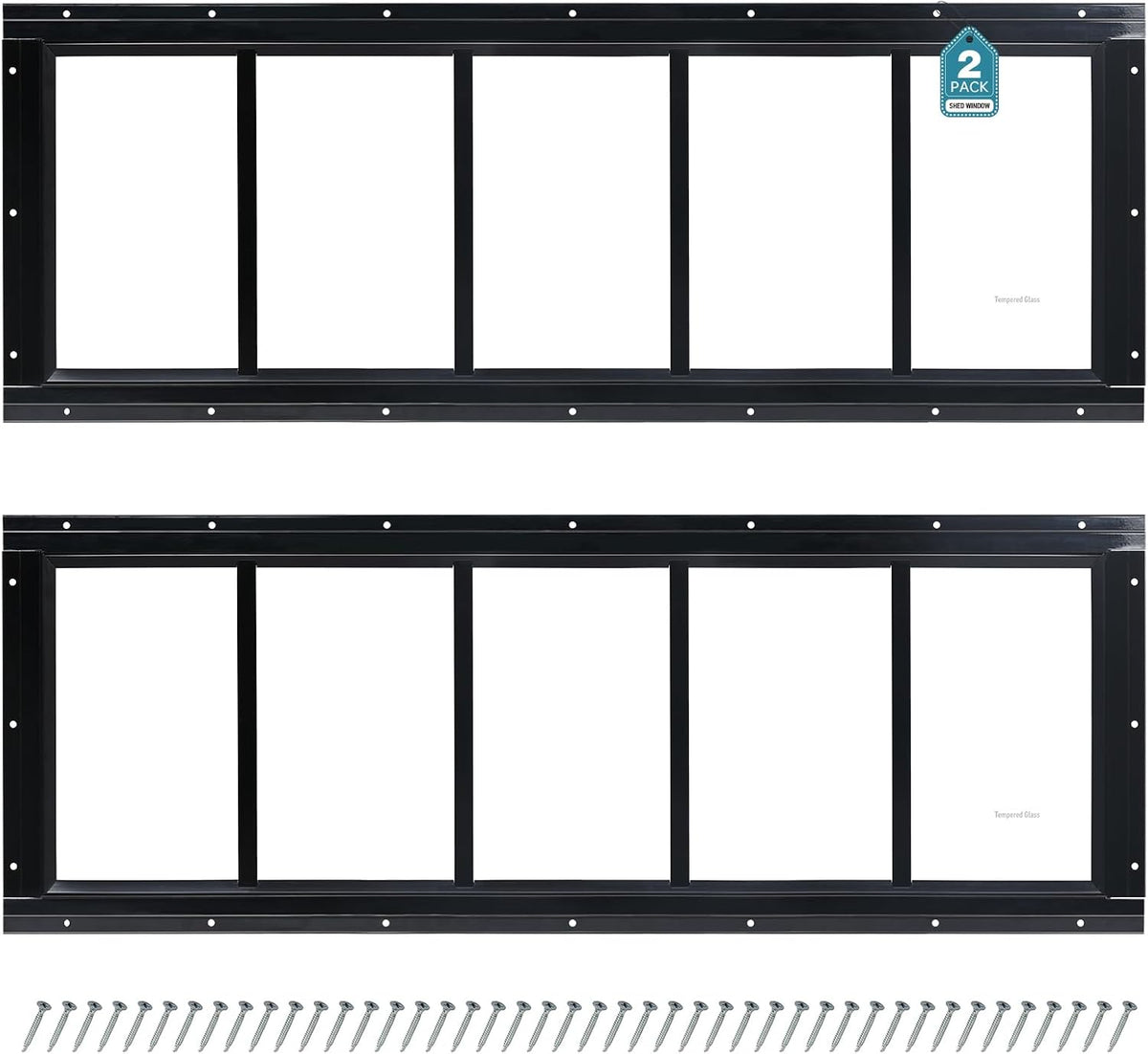 Shed Window 10"x29" 2 Pack Transom Window Fixed Design with Tempered Glass, Perfect for Shed, Chicken Coop, Barn