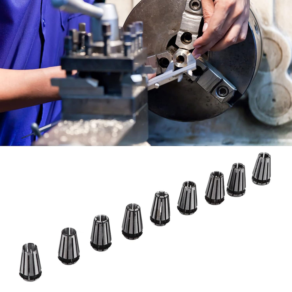 9Pcs ER8 Collet Chuck, High Accuracy CNC Engraving Machine Milling Lathe Tool Tap Chuck