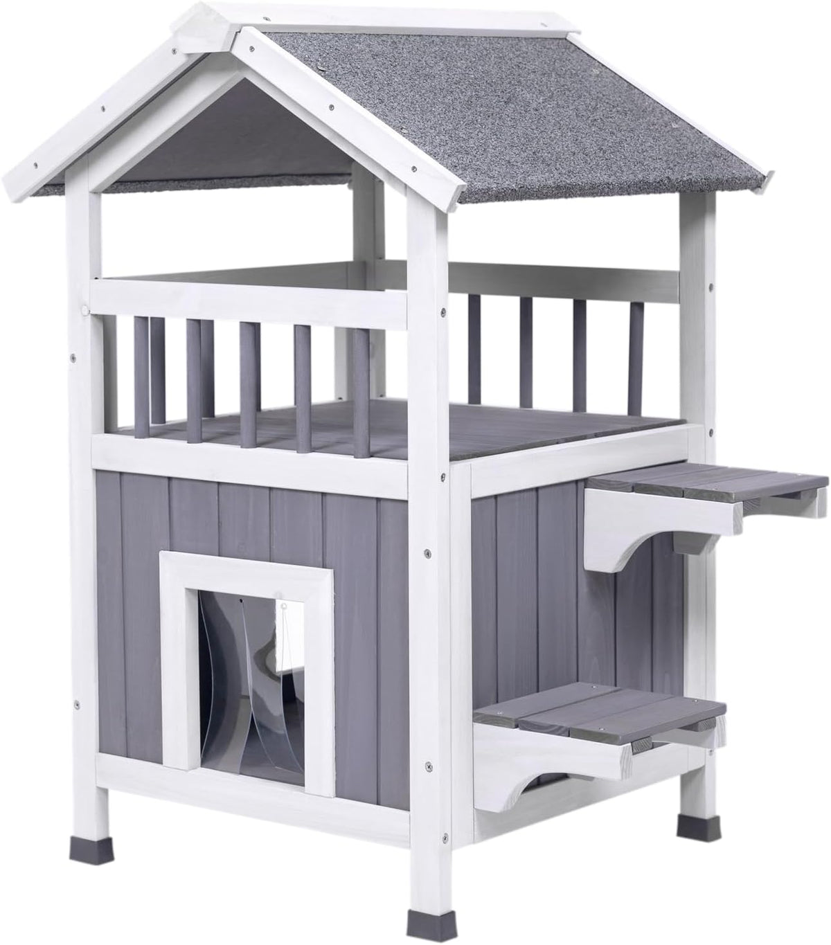 Large Wooden Insulated Outdoor Cat House - Weatherproof Feral Cat Shelter with Escape Door for Winter Indoor