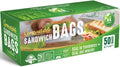 Compostable Sandwich Bags, Reclosable Food Bags, Zipper Seal, 50 Count