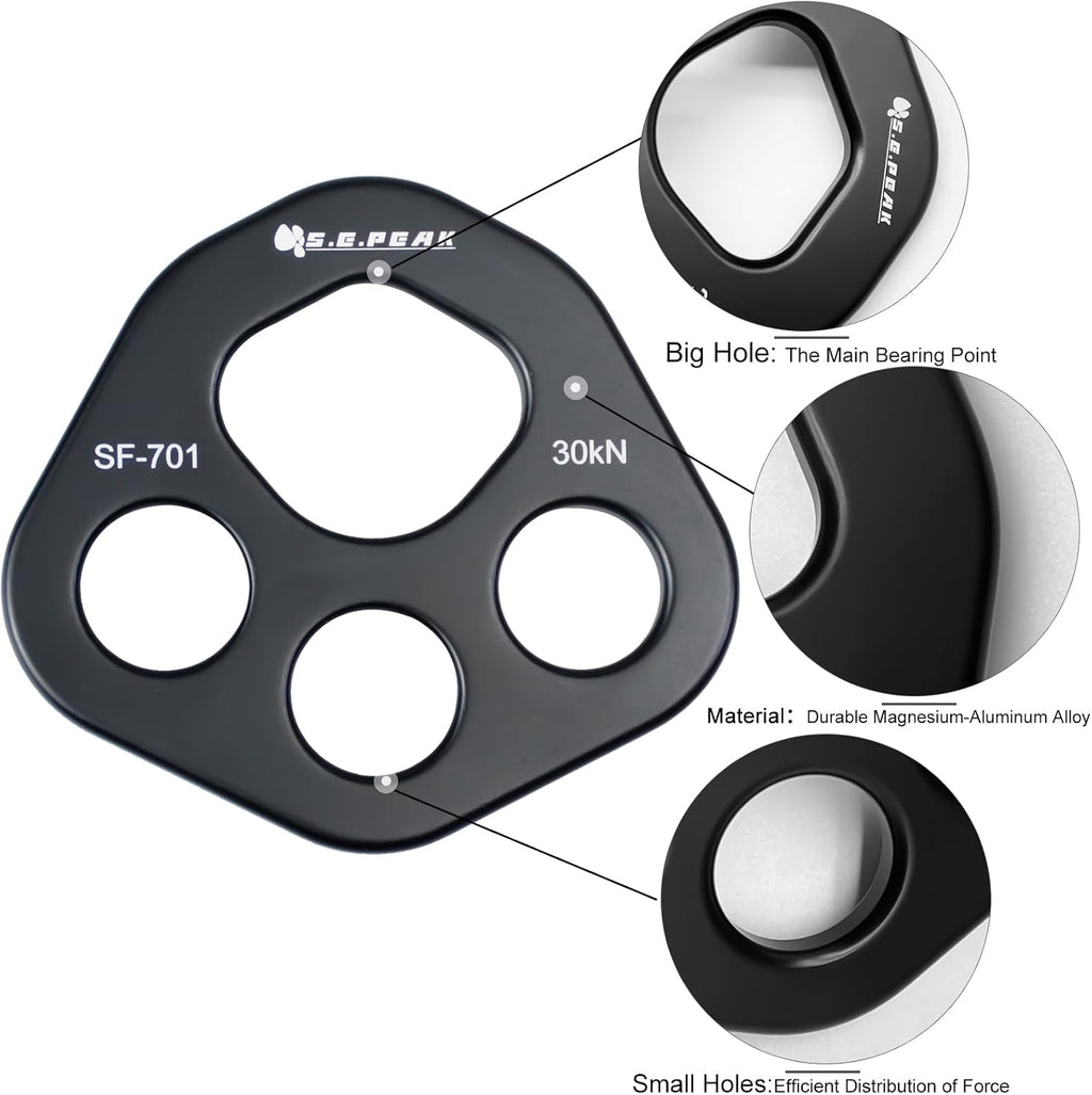 SEPEAK 30kN Rigging Plate, Force Divider Plate Bear, Anchor Multipliers Connector Gear for Yoga Hammock Descender