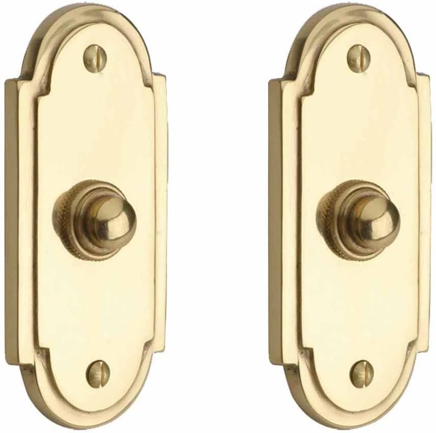 Doorbell Button 4 in. Lacquered Brass Wired Vintage Push Button with Mounting Hardware Pack of 2