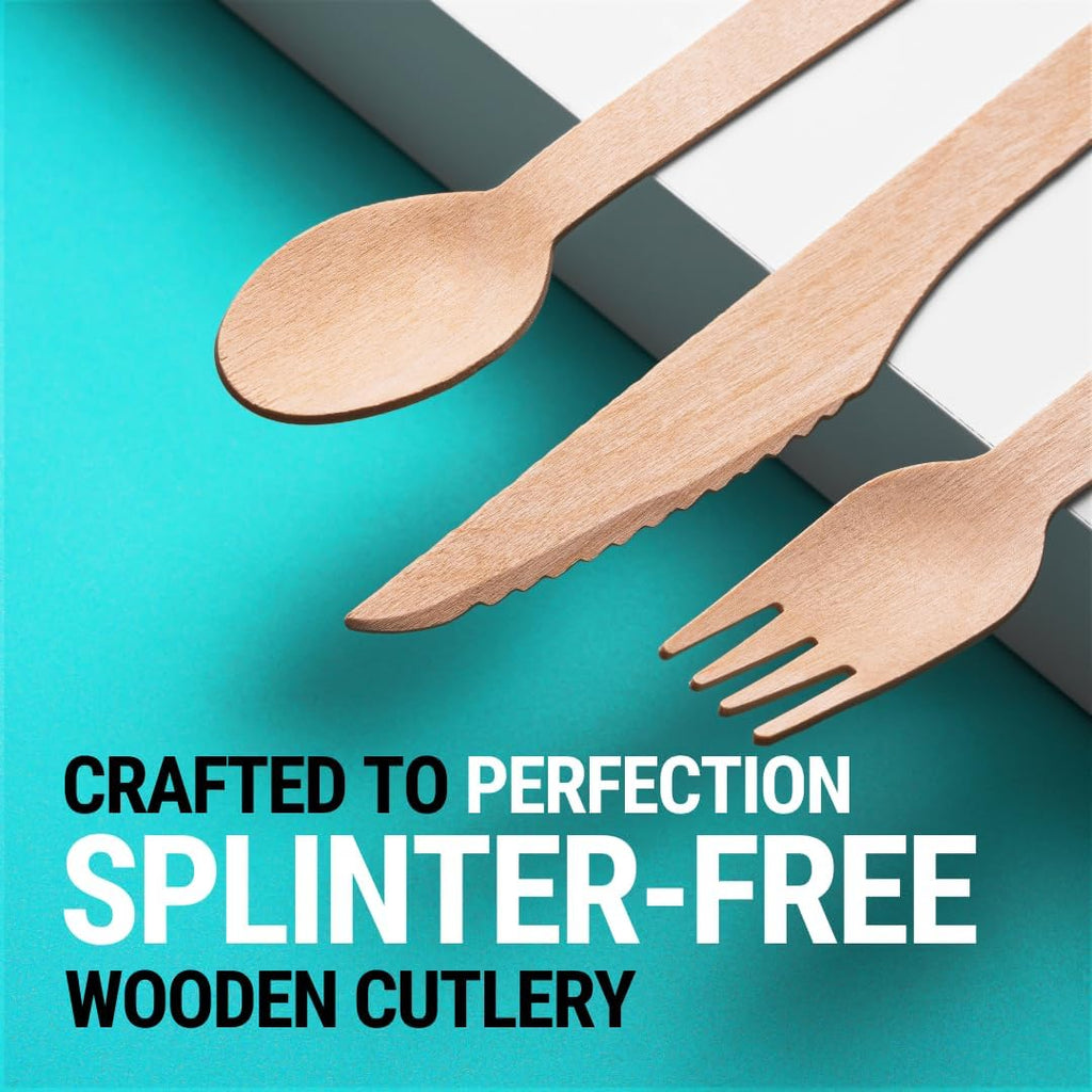 Disposable Wooden Cutlery Set - 300pcs