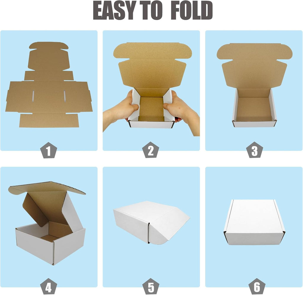 13x11x2 Shipping Box, 50 Pack Corrugated Cardboard Boxes Mailers for Business Packaging Mailing White Lightweight