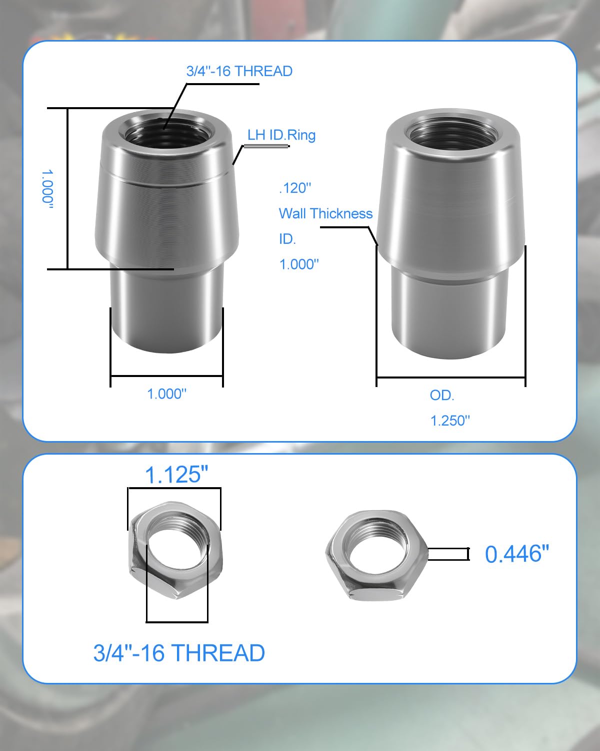 3/4" .750" Heim Joint Rod End Kit