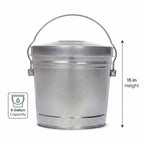 6 Gallon Outdoor Garbage Can, Galvanized Metal Trash Can with Locking Lid, Rust & Weather Resistant Storage Bin for