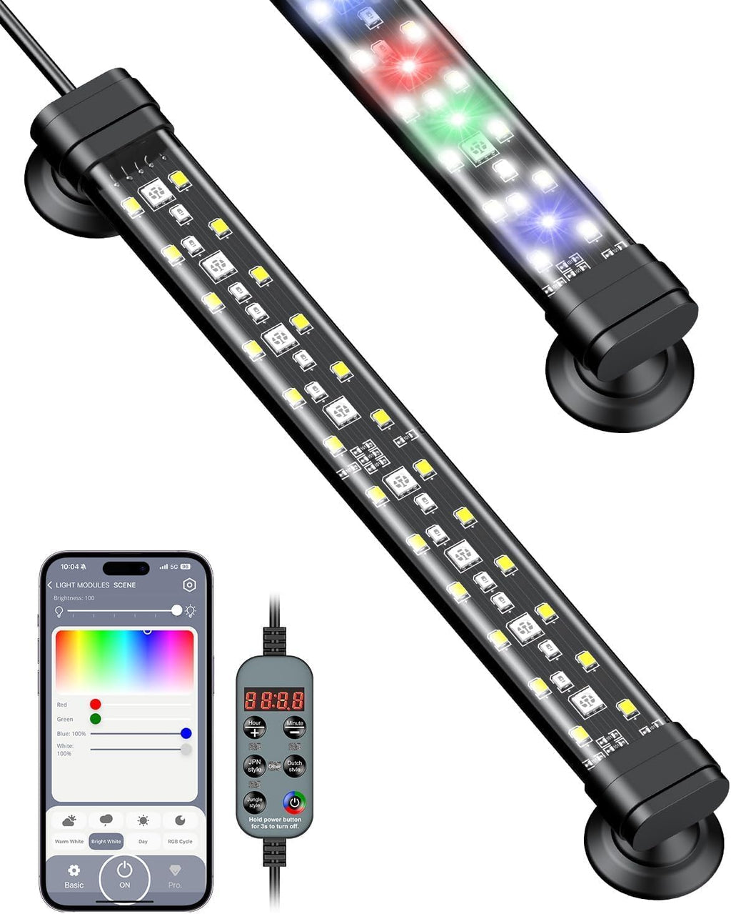 Aquarium Light with Bluetooth for Plants, 5W 8 inch Full Spectrum Fish Tank Light for 8-15 inch Fish Tanks