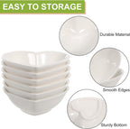 White Heart-shaped Ceramic Side Dipping Bowl, 5" Porcelain Dish Bowl Set of 6, Mini Appetizer Plates Seasoning Dishes