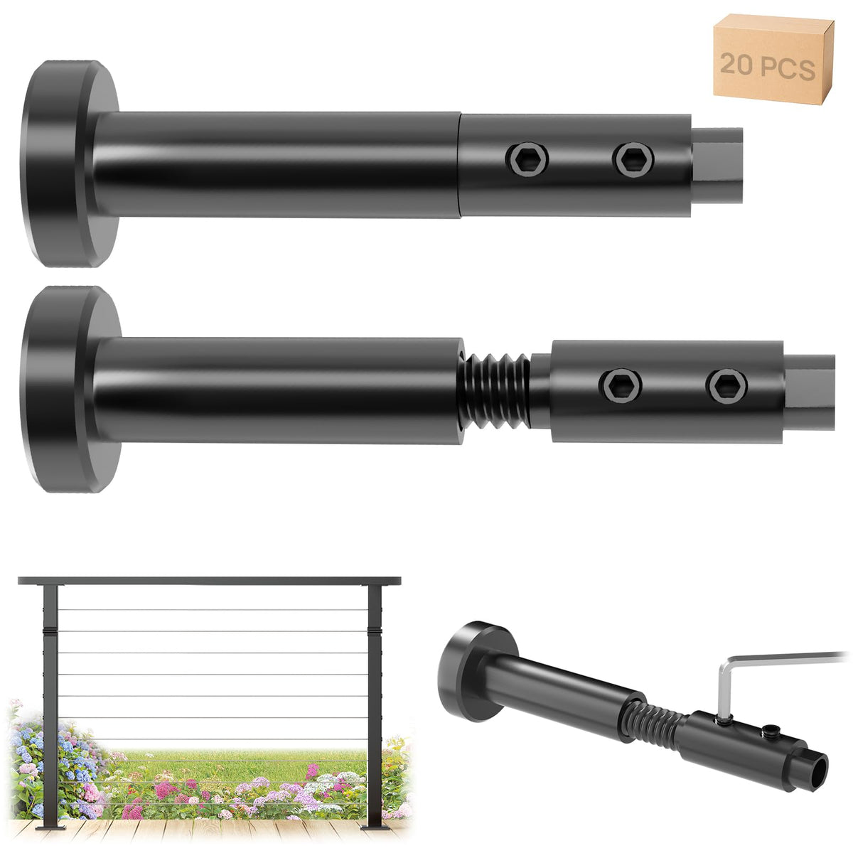 [Patent] Gyykzz 20 Pack Black Swageless Invisible Cable Railing Hardware