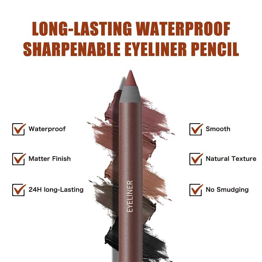 5 Colors Waterproof Eyeliner Pencil Set,Smooth Creamy Formula