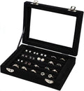 Jewelry Box Rings Organizer Tray 7 Slots Velvet Jewelry Earring Storage Box With Transparent Lid Jewelry Display Case