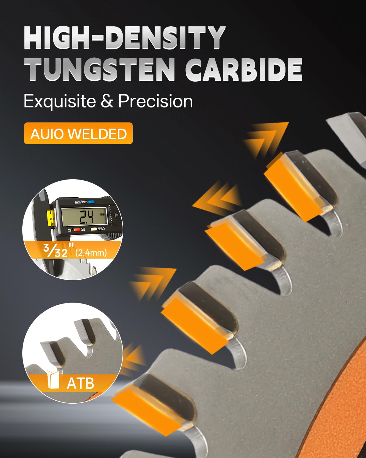 10 inch Miter Saws Blade, 32T & 60T ATB Circular Saw Blade, 5/8" Arbor, TCT Carbide-Tipped, Anti-Vibration, Teflon