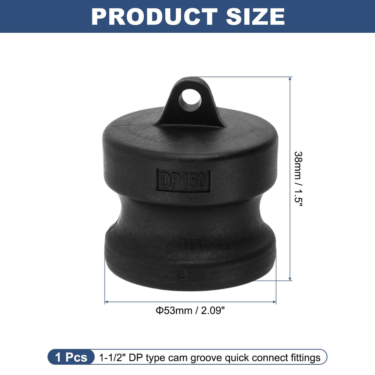 Kozelo Type DP 1-1/2" Poly Dust Plug Cam Lock Hose Fitting