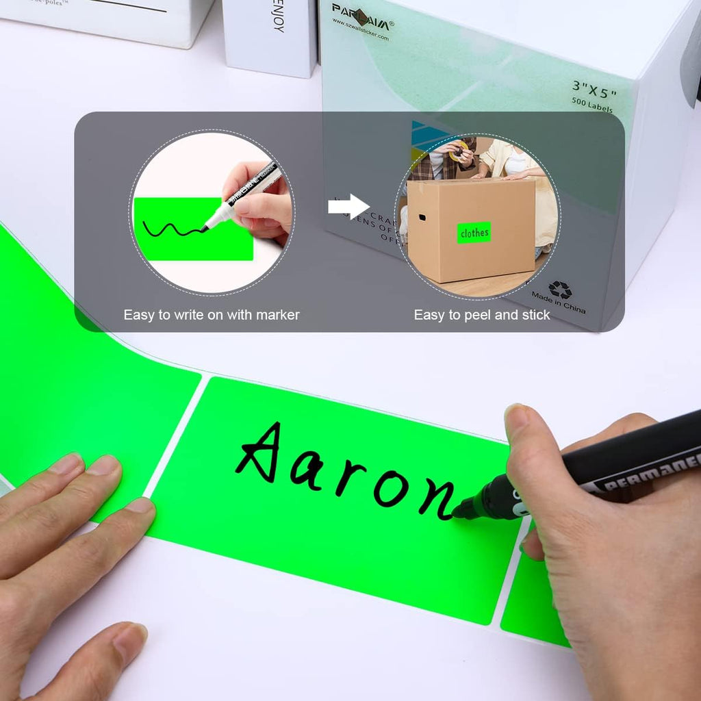 3 X 5 Inch Rectangle Adhesive Color Coding Stickers,Square Inventory Label Stickers -500Per Dispenser Box