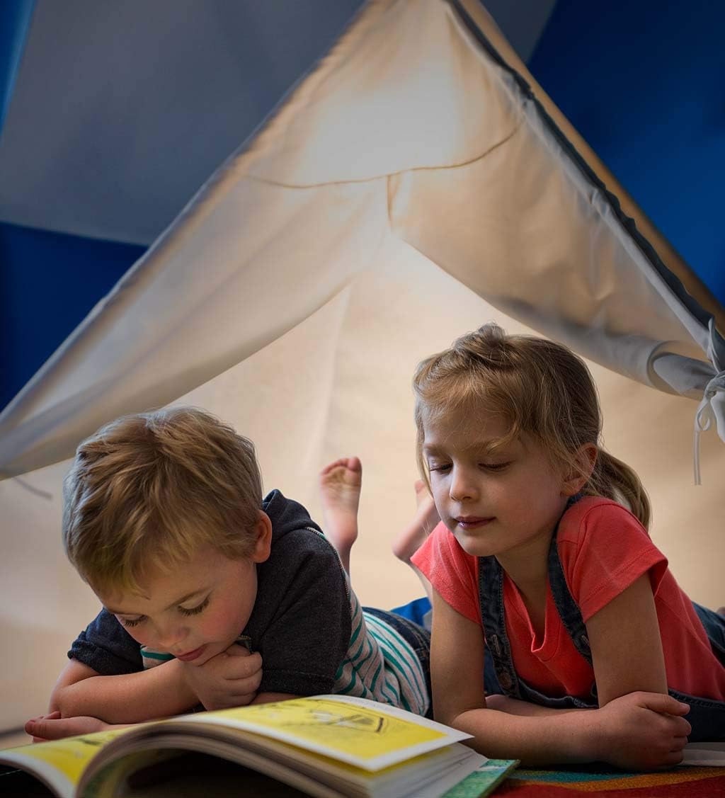 4' Light-Up Fabric Play Tent with Interior Light, Window, Door Closure with Tie-Backs, and Sewn-in Floor