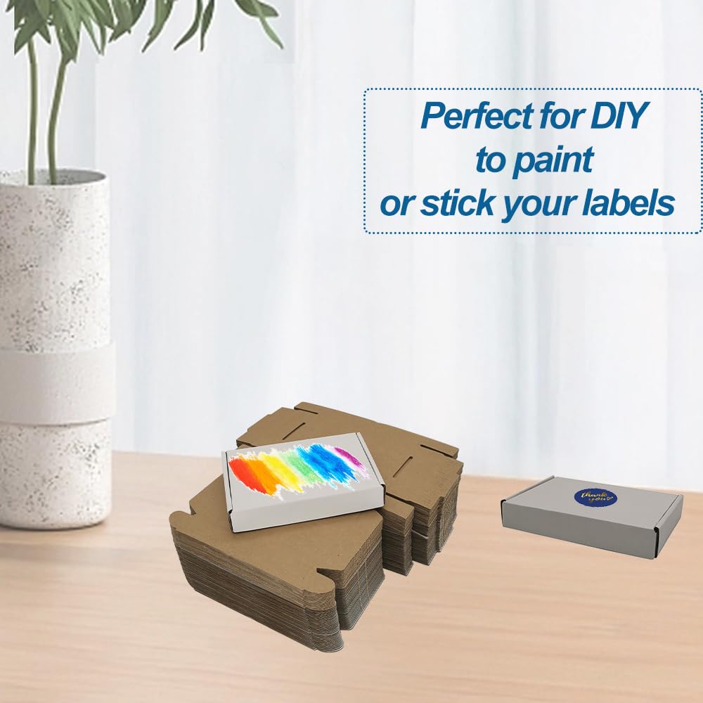 50 Pack 6x4x1'' Small Shipping Boxes, Cardboard Corrugated Mailers, White (M641-E-W)