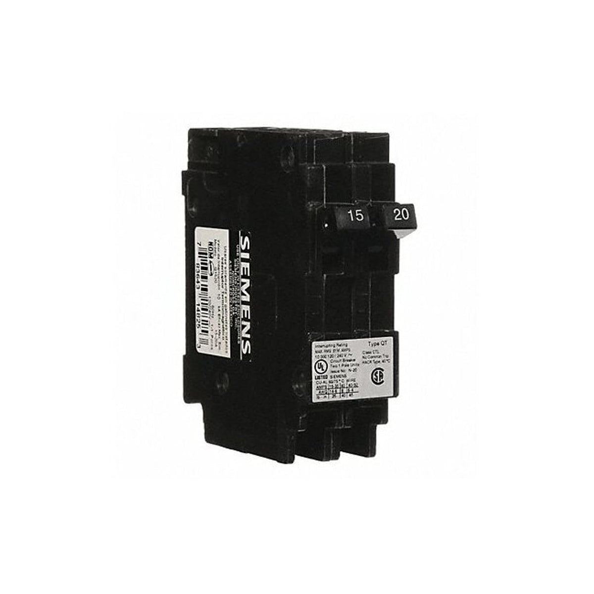 Siemens Q1520 15/20 Amp Tandem Single-Pole Type QT Circuit Breaker