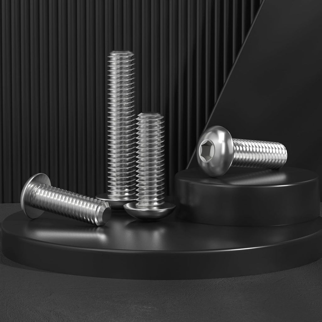 VGBUY 30Pcs 5/16-18 x 3/4" Button Head Socket Cap Bolts Screws, 304 Stainless Steel 18-8, Allen Hex Drive, Bright Finish, Fully Threaded, Hex Spanner Included