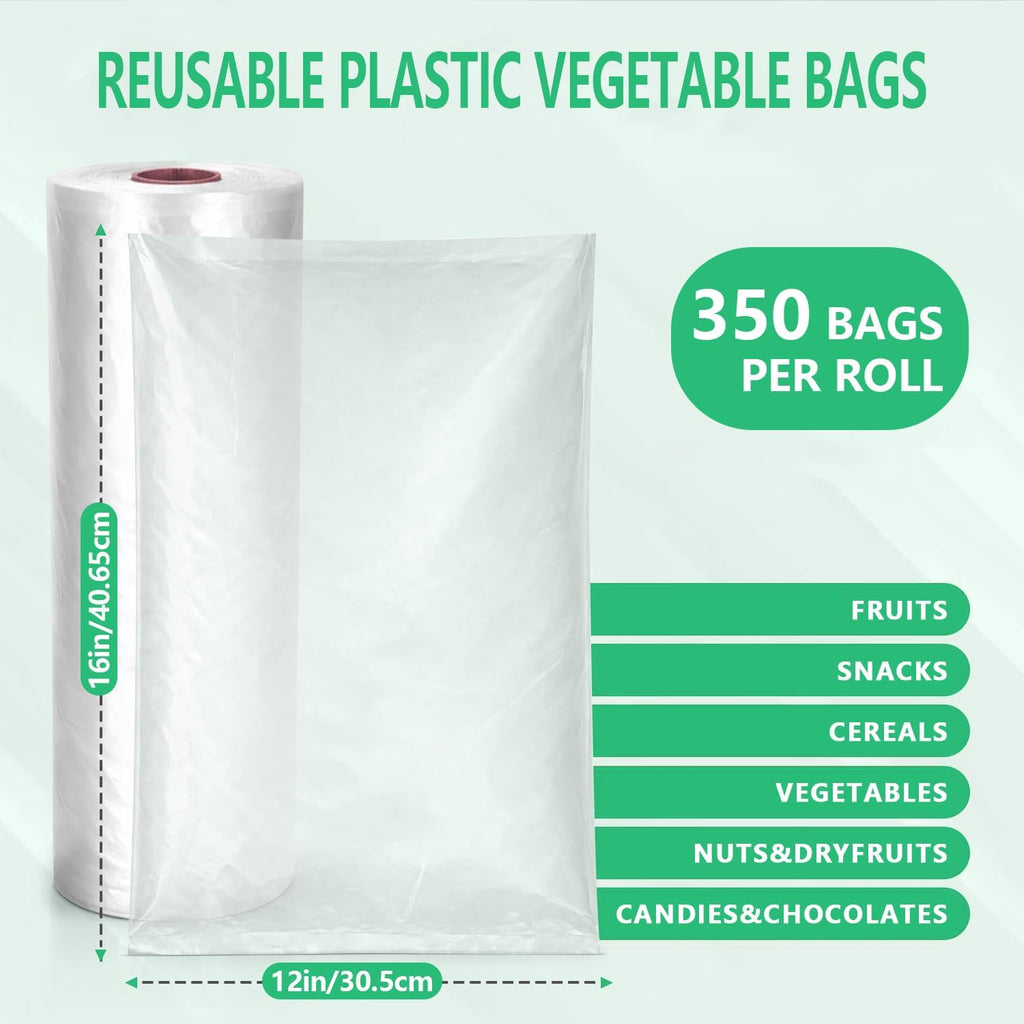 Clear Plastic Produce Bag Food Storage bag (12 x 16, 1 Roll)