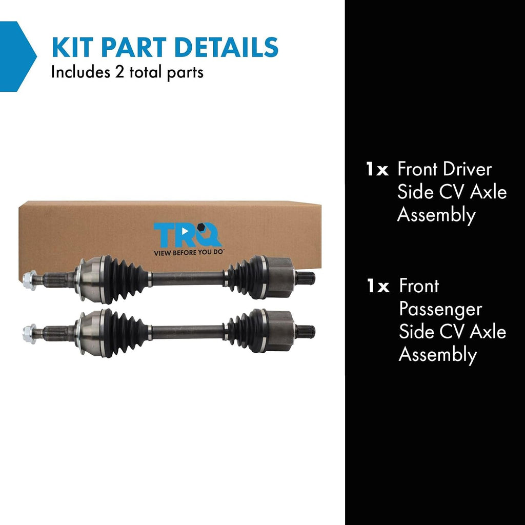TRQ Front 2 Piece CV Axle Shaft Assembly Set