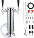 Dual Tap Stainless Draft Beer Tap Tower, 3'' Base Kegerator Tower