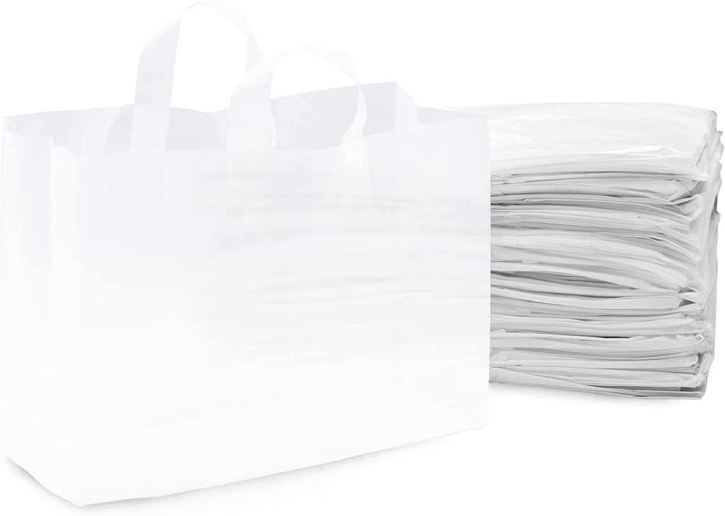 Large Plastic Shopping Bags with Handles, 50 Pack