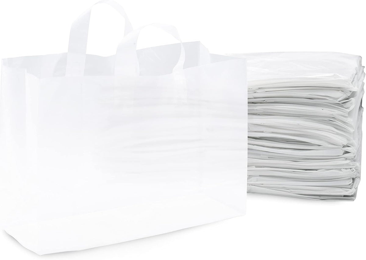 Large Plastic Shopping Bags with Handles, 50 Pack