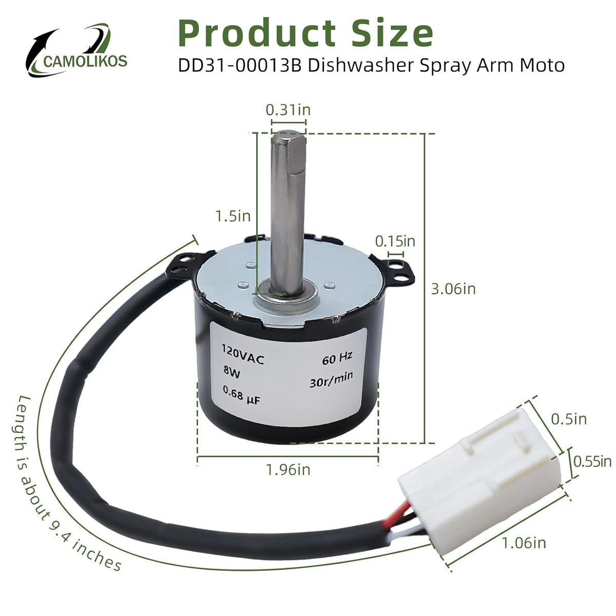 DD31-00013B Dishwasher Spray Arm Motor Fits for Samsung 4000924 50KTYZ Synchronous Motor Replaces EAP9606349 SRM-36HR AP5917177 PS9606349