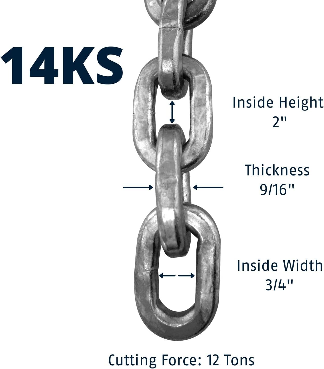 Hardened Steel 14KS 9/16" Thick Square Security Chain | for Bikes, Containers, Trailers, ATV's, Motorcycles and