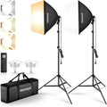 2Pcs 24"x24" 900W Equivalent Softbox Lighting Kit with Tripod Stands, 45W Bi Color 2.4G LED Bulbs, Remote, 10