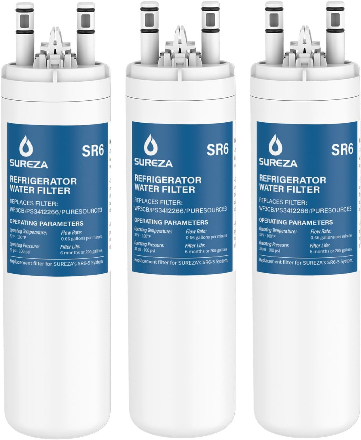 Replacement for WF3CB PureSource 3 Refrigerator Water Filter, 3 Pack