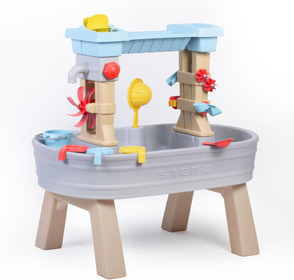 Step2 Rain Showers & Flow Kids Water Table, Outdoor Toddler Activity Table, 15-Piece Accessory Set, Ages 1.5+ Years