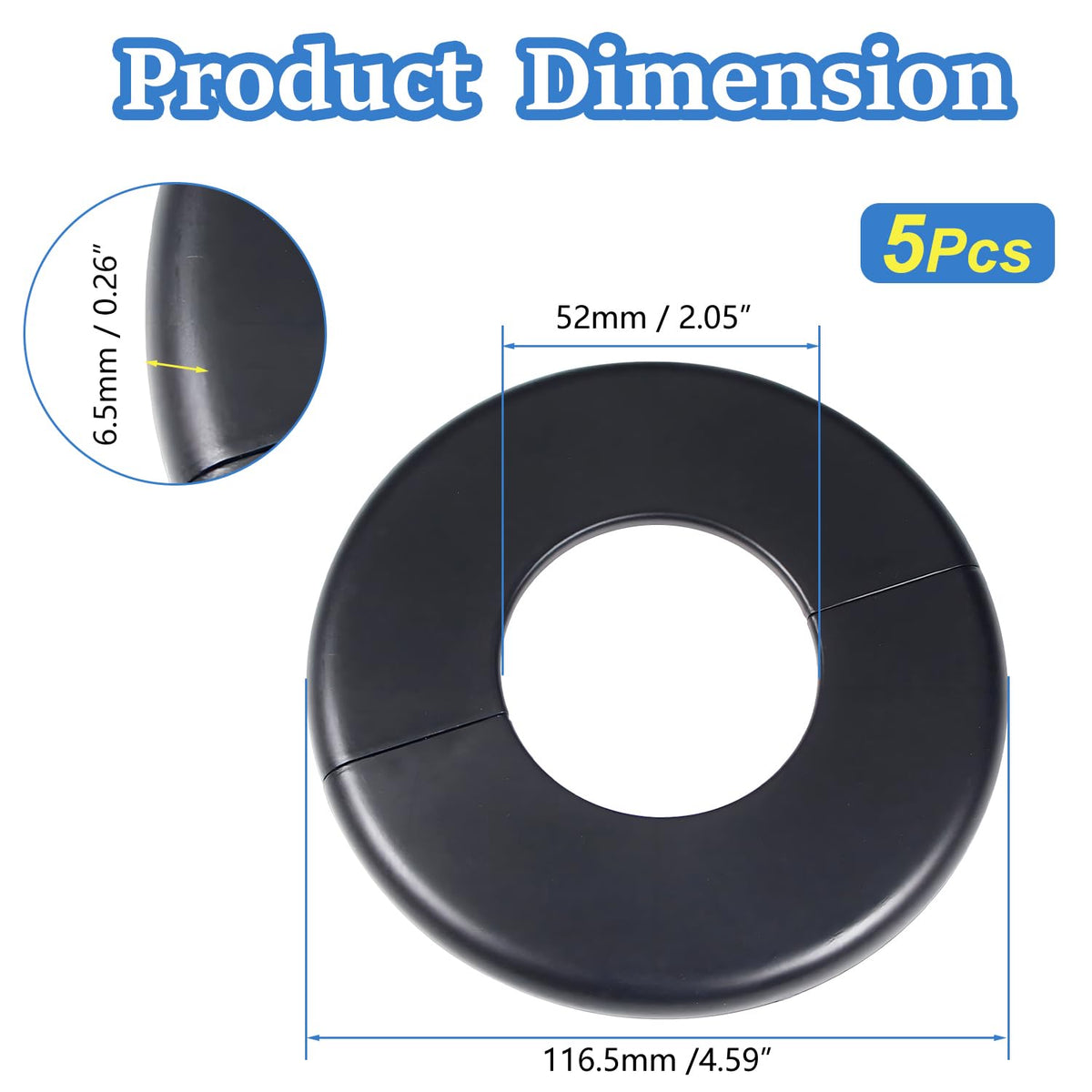 2Pcs Self-Adhesive Split Flange for 2" Pipe, ABS Round Escutcheon Plate