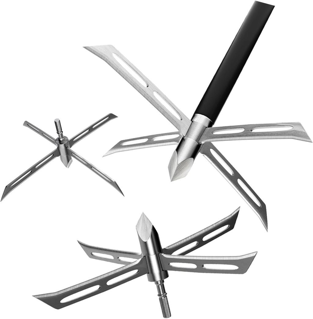 Archery Broadheads, 3PCS 4 Fixed Blade Turkey Hunting Broadheads 200Gr Arrowhead Stainless Steel Bow and Arrow