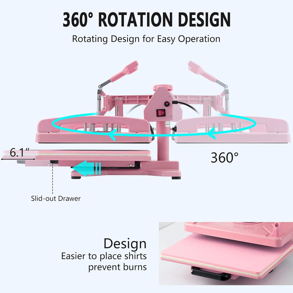 Heat Press 15x15 inch, Heat Press Machine for T-Shirts, 5 in 1 Heat Press Machine with 30 OZ Tumbler Press, Combo