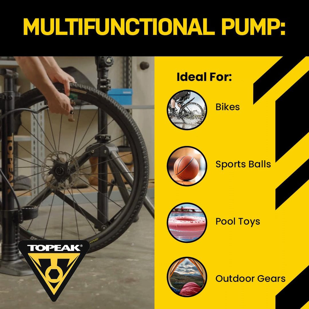 JoeBlow Max Hp Bike Floor Pump, 160 Psi/11 Bar, TwinHead, fits Presta, Schrader, and Dunlop valves